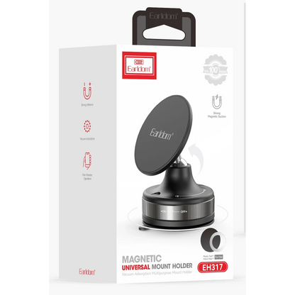 Earldom EH317 Ayarlanabilir Vantuzlu 360 Dönen Manyetik Universal Telefon Tutucu - Siyah