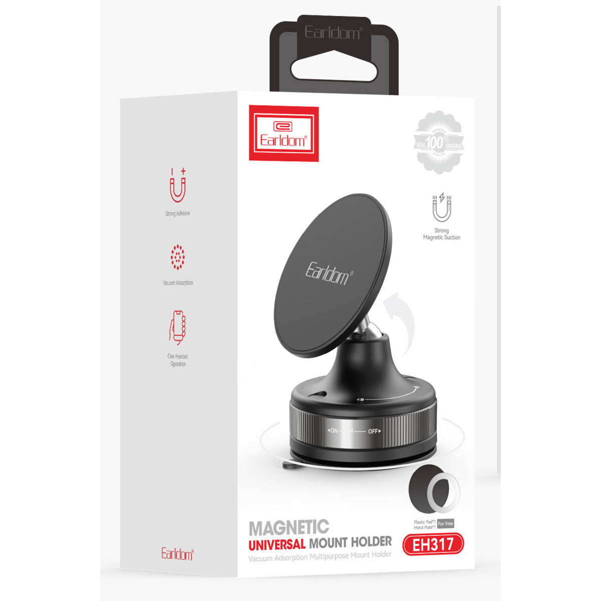 Earldom EH317 Ayarlanabilir Vantuzlu 360 Dönen Manyetik Universal Telefon Tutucu