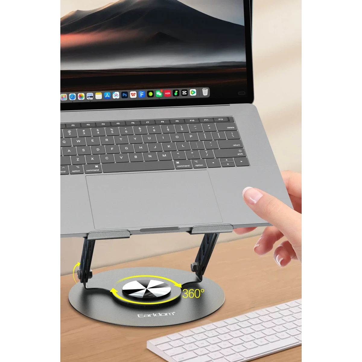 Earldom EH333 360 Derece Ayarlanabilir Metal Laptop Standı - Gri