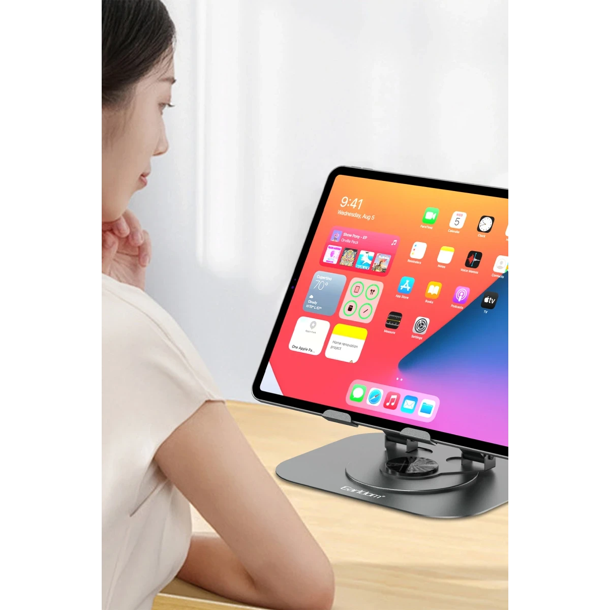 Earldom EH334 360 Derece Ayarlanabilir Metal Tablet Standı - Gri