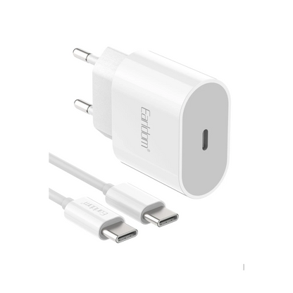 Earldom ES-EU42C 20W Type-C Çıkışlı Ekstra Type-C to Type-C Kablolu PD Hızlı Şarj Cihazı - Beyaz