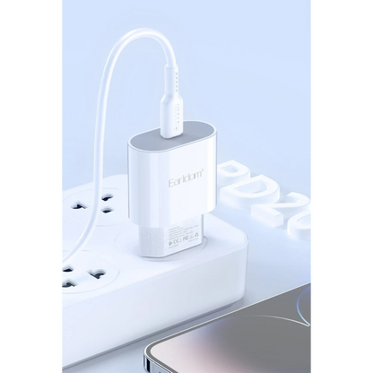 Earldom ES-EU42C 20W Type-C Çıkışlı Ekstra Type-C to Type-C Kablolu PD Hızlı Şarj Cihazı - Beyaz