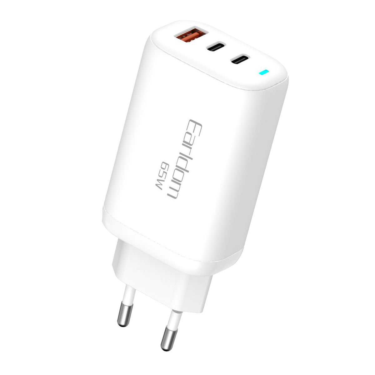 Earldom EU26C 2 Adet 65W Type-C ve 1 Adet 30W USB 3.0 Çıkışlı Ekstra Type-C to Type-C Kablolu GAN Şarj Cihazı