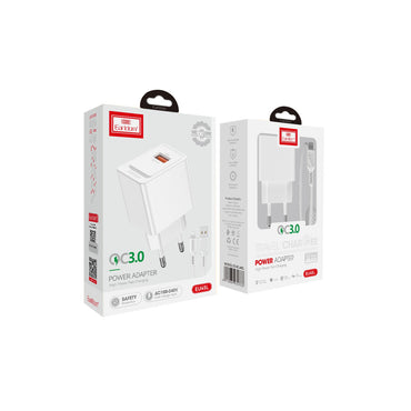 Earldom EU45 18W USB QC 3.0 Çıkışlı ve USB to Lightning Kablolu PD Hızlı Şarj Cihazı