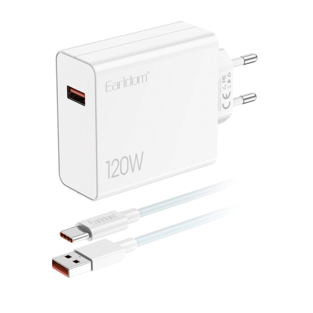 Earldom EU48 120W USB QC 3.0 Çıkışlı ve USB to Type-C Kablolu PD Hızlı Şarj Cihazı