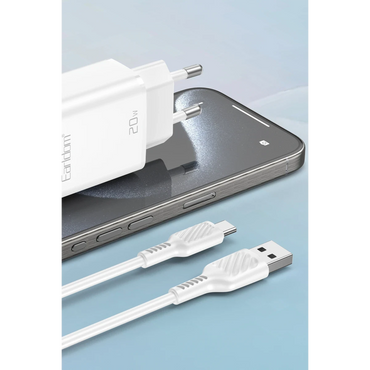 Earldom EU50 20W Type-C ve 20W Lightning Çıkışlı PD Hızlı Şarj Aleti - Beyaz