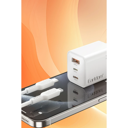 Earldom EU51 Type-C Lightning ve USB Çıkışlı 30W PD Hızlı Şarj Aleti - Beyaz