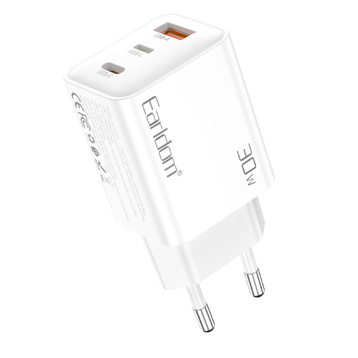 Earldom EU51 Type-C Lightning ve USB Çıkışlı 30W PD Hızlı Şarj Aleti