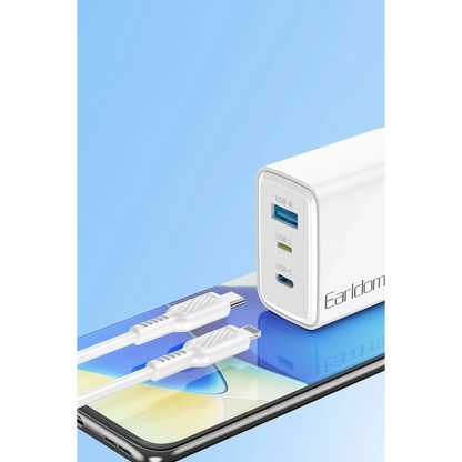 Earldom EU52 Type-C Lightning ve USB Çıkışlı 45W PD Hızlı Şarj Aleti - Beyaz
