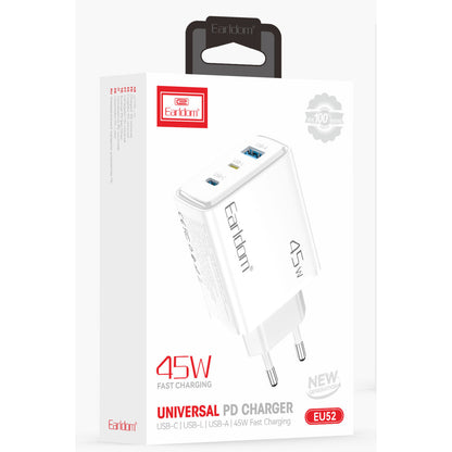 Earldom EU52 Type-C Lightning ve USB Çıkışlı 45W PD Hızlı Şarj Aleti