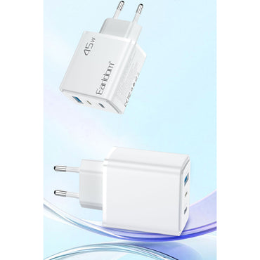 Earldom EU52 Type-C Lightning ve USB Çıkışlı 45W PD Hızlı Şarj Aleti
