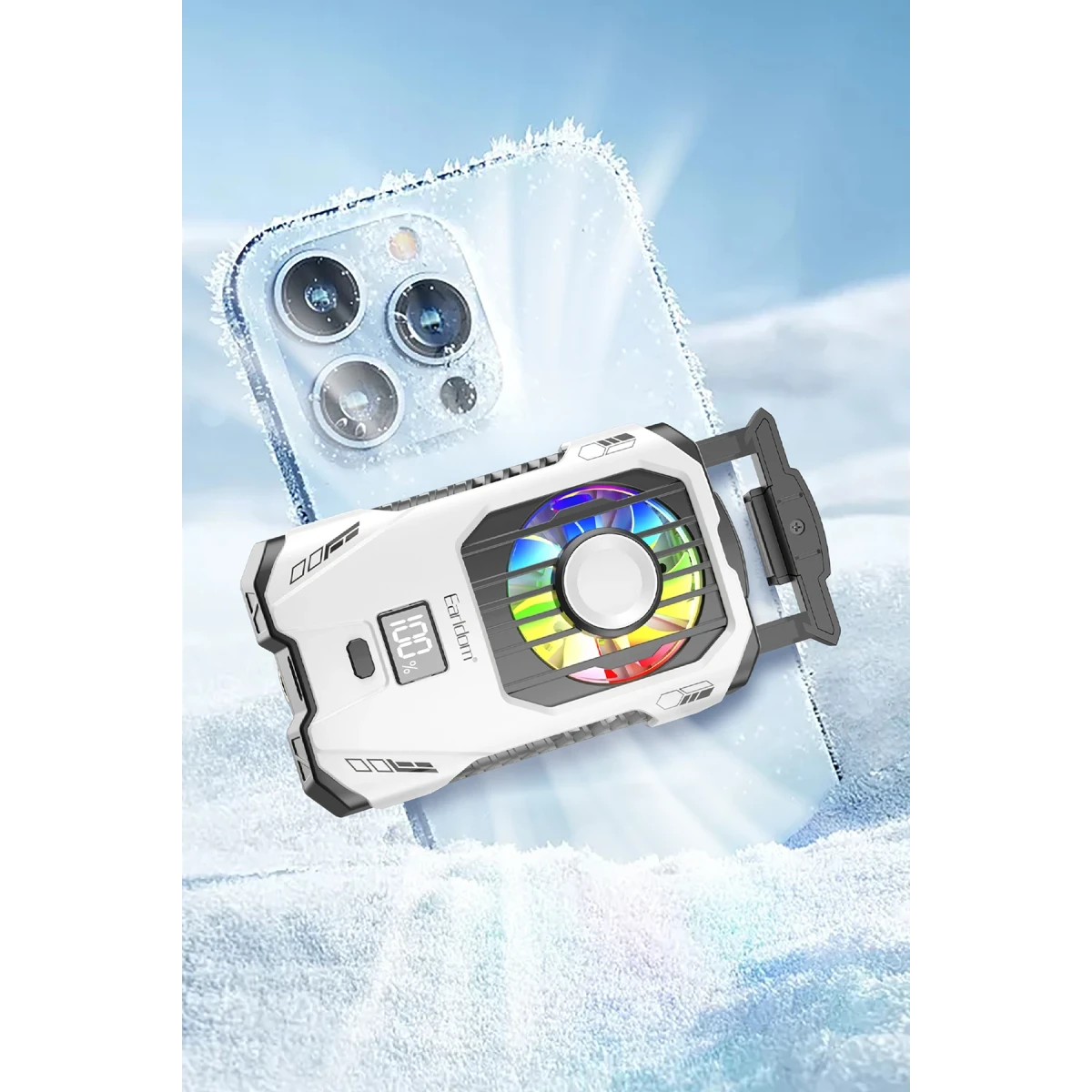 Earldom F15 RGB Radyatör Telefon Soğutucu Fan - Beyaz