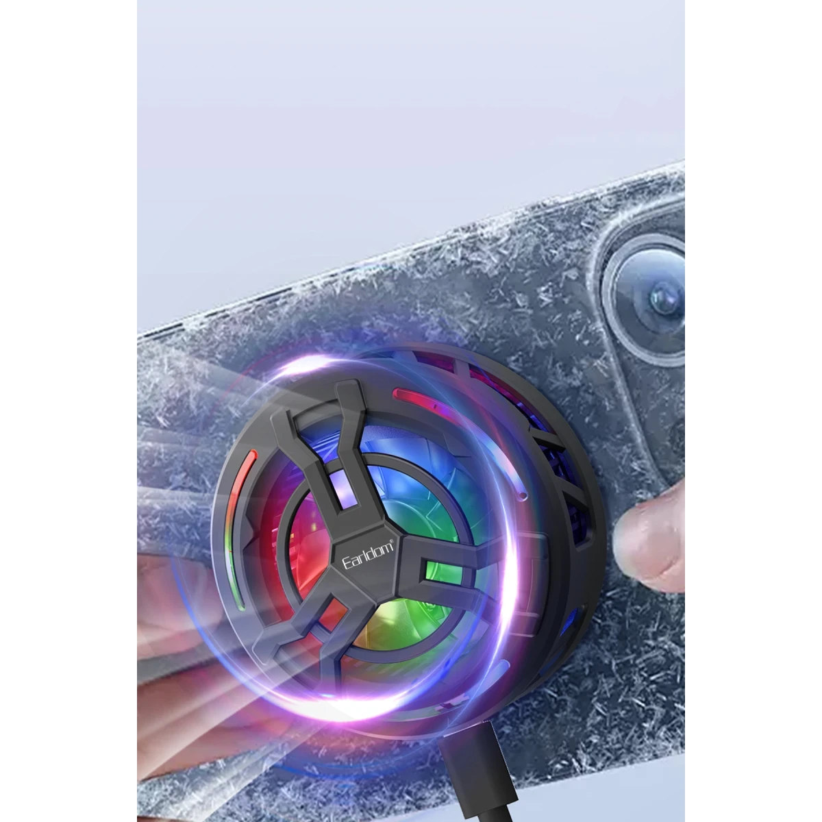 Earldom F20 Radyatör Telefon Soğutucu RGB Işıklı Manyetik Fan - Siyah