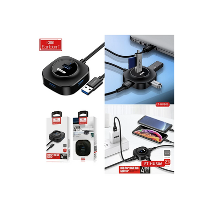 Earldom HUB06 Tak Çalıştır 4 Adet Usb 2.0 Çıkışlı Usb Çoklayıcı - Siyah