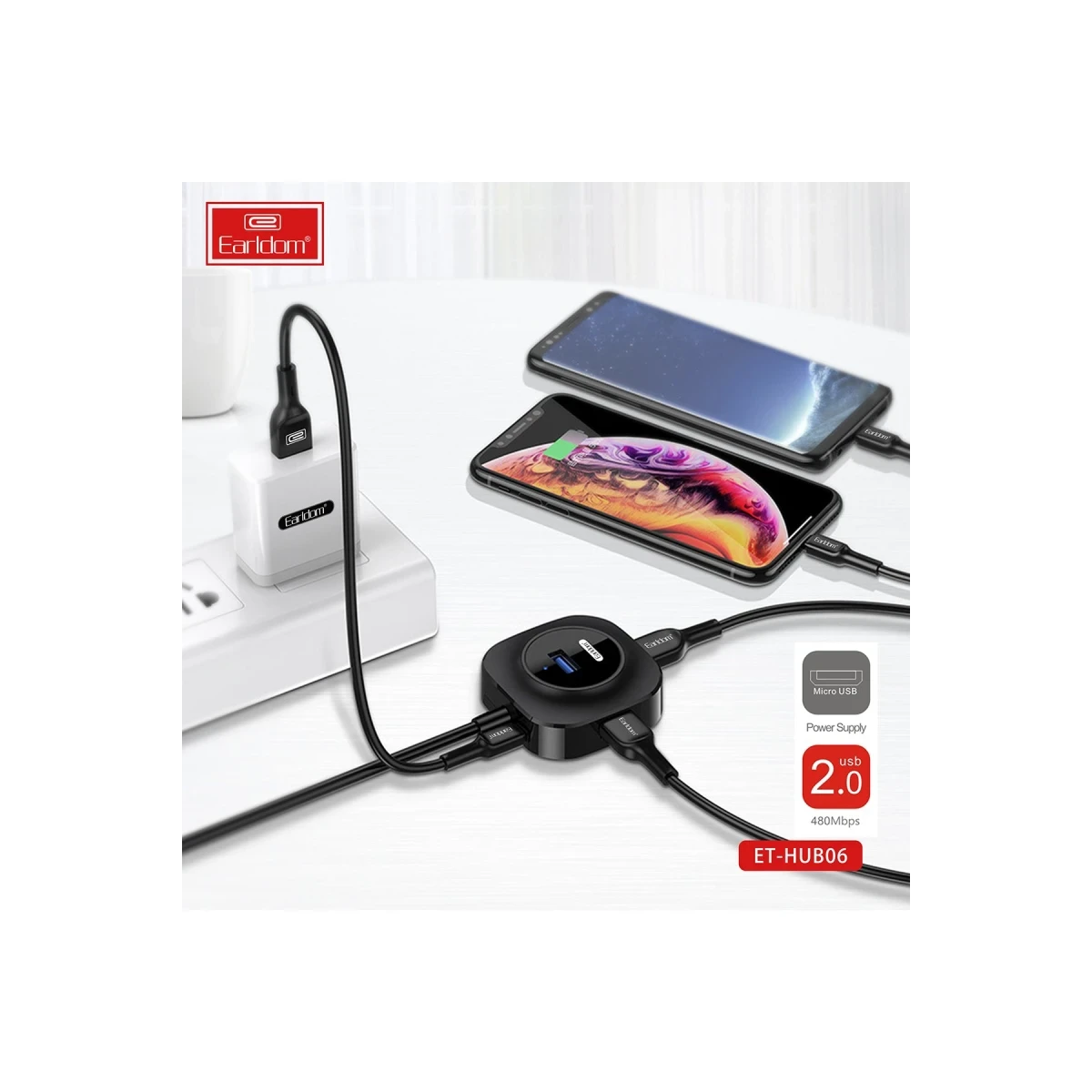 Earldom HUB06 Tak Çalıştır 4 Adet Usb 2.0 Çıkışlı Usb Çoklayıcı - Siyah