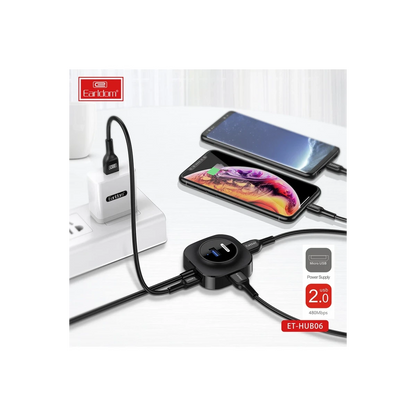 Earldom HUB06 Tak Çalıştır 4 Adet Usb 2.0 Çıkışlı Usb Çoklayıcı - Siyah