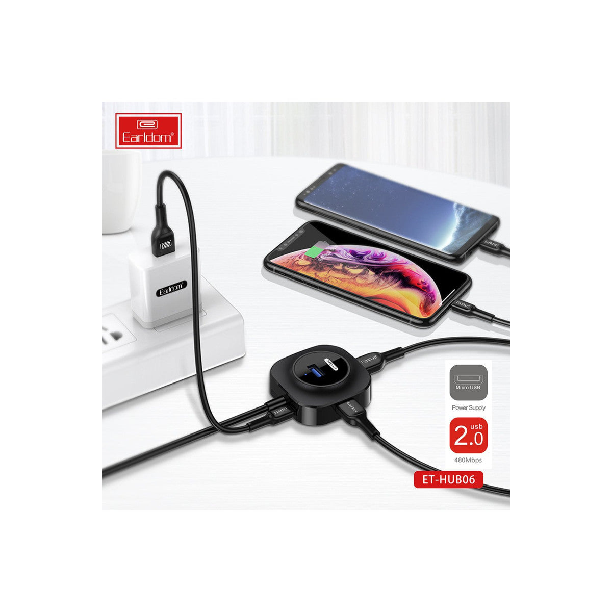 Earldom HUB06 Tak Çalıştır 4 Adet Usb 2.0 Çıkışlı Usb Çoklayıcı