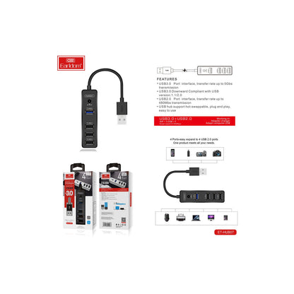 Earldom HUB07 Tak Çalıştır 3 Adet Usb 2.0 ve 1 Adet Usb 3.0 Çıkışlı Usb Çoklayıcı