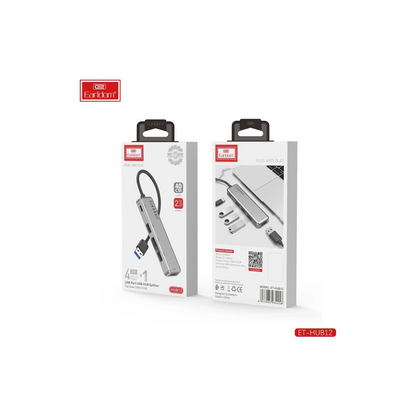 Earldom HUB12 Tak Çalıştır 40cm 4 Adet Usb 2.0 ve 1 Adet Type-C Çıkışlı Usb Çoklayıcı - Gri