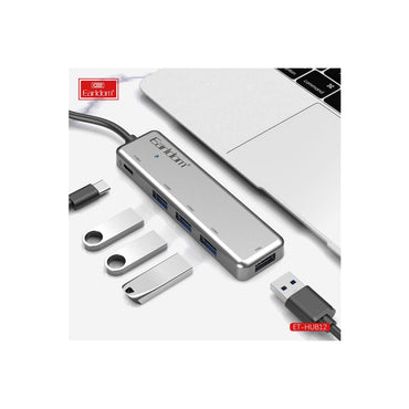 Earldom HUB12 Tak Çalıştır 40cm 4 Adet Usb 2.0 ve 1 Adet Type-C Çıkışlı Usb Çoklayıcı