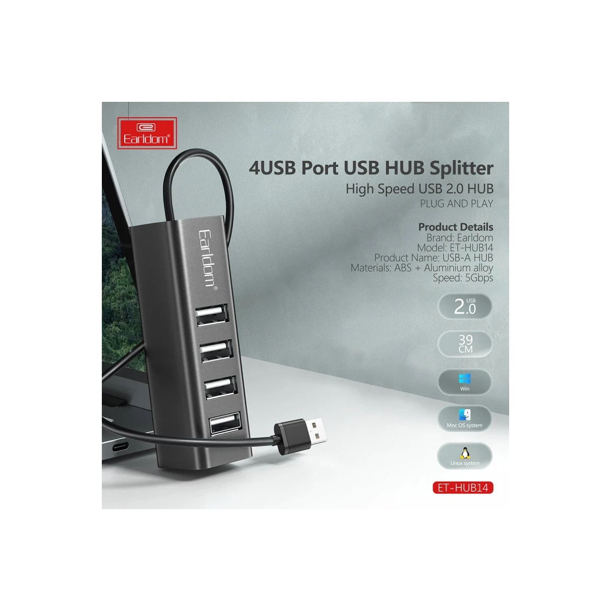 Earldom HUB14 Tak Çalıştır 4lü Usb Çoklayıcı - Siyah