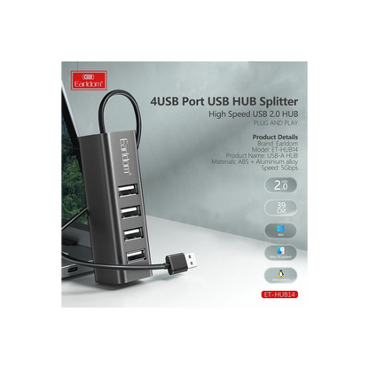 Earldom HUB14 Tak Çalıştır 4lü Usb Çoklayıcı - Siyah