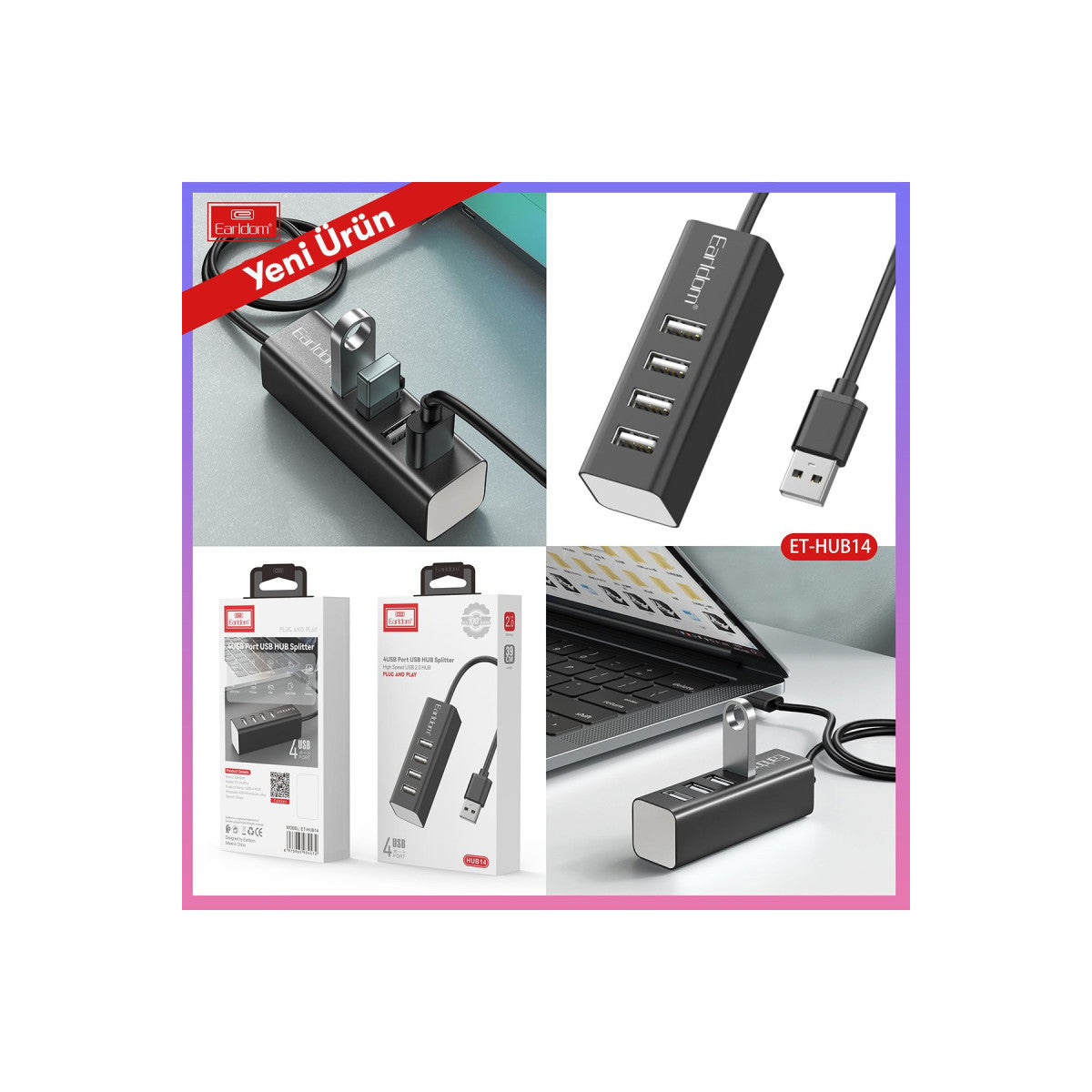 Earldom HUB14 Tak Çalıştır 4lü Usb Çoklayıcı