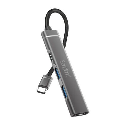 Earldom HUB19 2 Adet USB ve 2 Adet Type-C Çıkışlı PD Şarj Destekli Hub Dönüştürücü - Gri