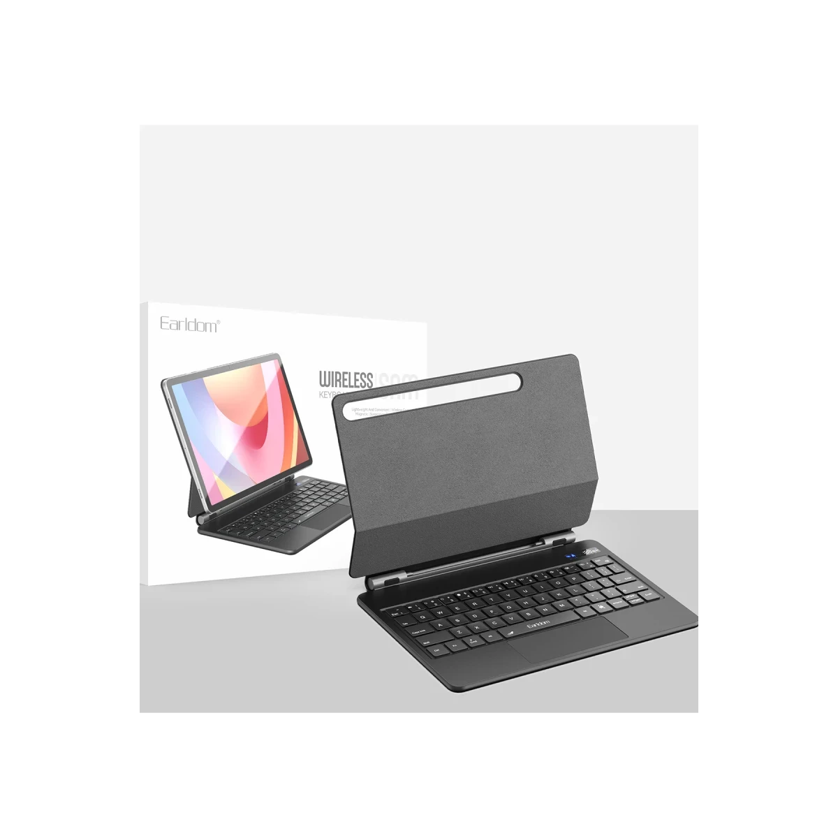 Earldom KB11 Galaxy X510 Tab S9 FE 11 Kablosuz Klavyeli Tablet Kılıfı - Siyah