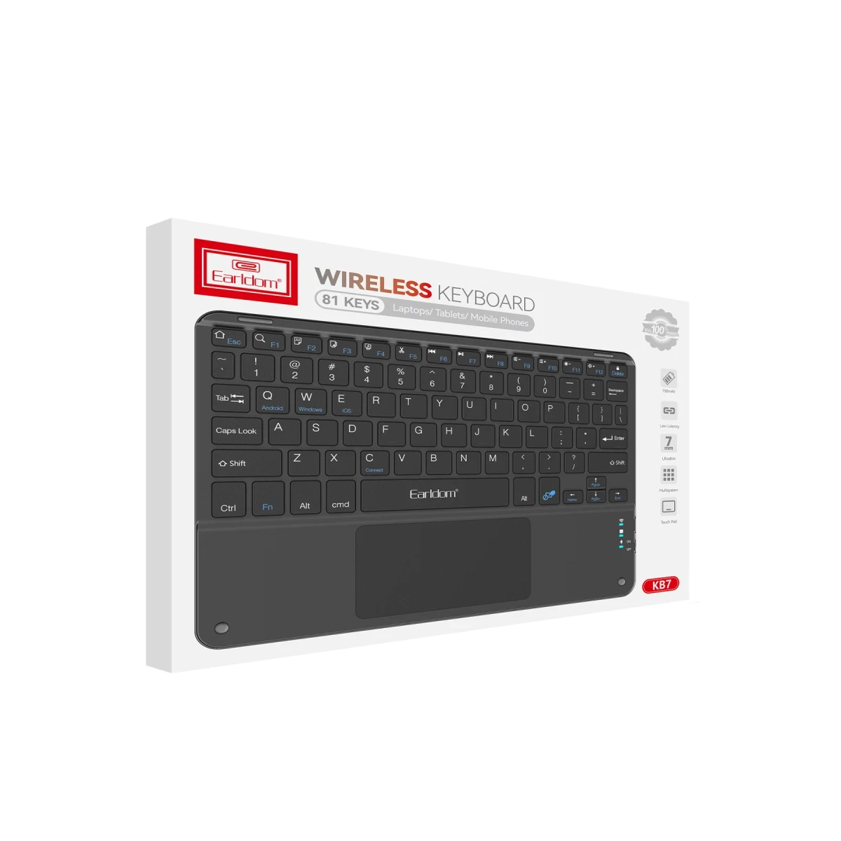 Earldom KB7 Universal Kablosuz Klavye - Siyah