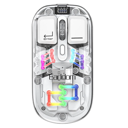 Earldom KM16 1600 DPI Sessiz Transparan Yapılı RGB Kablosuz Ofis Mouse - Beyaz