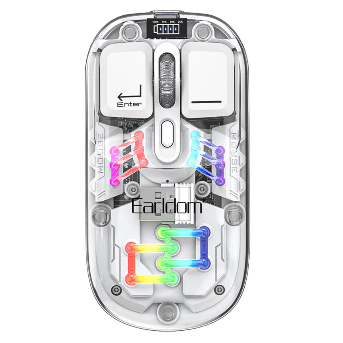Earldom KM16 1600 DPI Sessiz Transparan Yapılı RGB Kablosuz Ofis Mouse