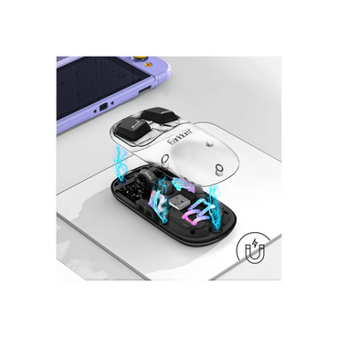 Earldom KM16 1600 DPI Sessiz Transparan Yapılı RGB Kablosuz Ofis Mouse - Siyah