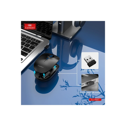 Earldom KM7 Sessiz Kablosuz Ofis Mouse - Siyah