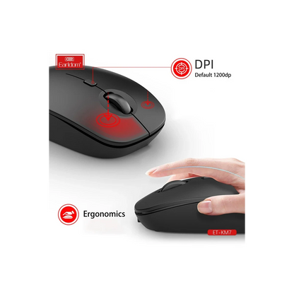 Earldom KM7 Sessiz Kablosuz Ofis Mouse - Siyah
