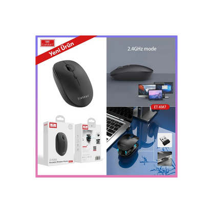 Earldom KM7 Sessiz Kablosuz Ofis Mouse - Siyah