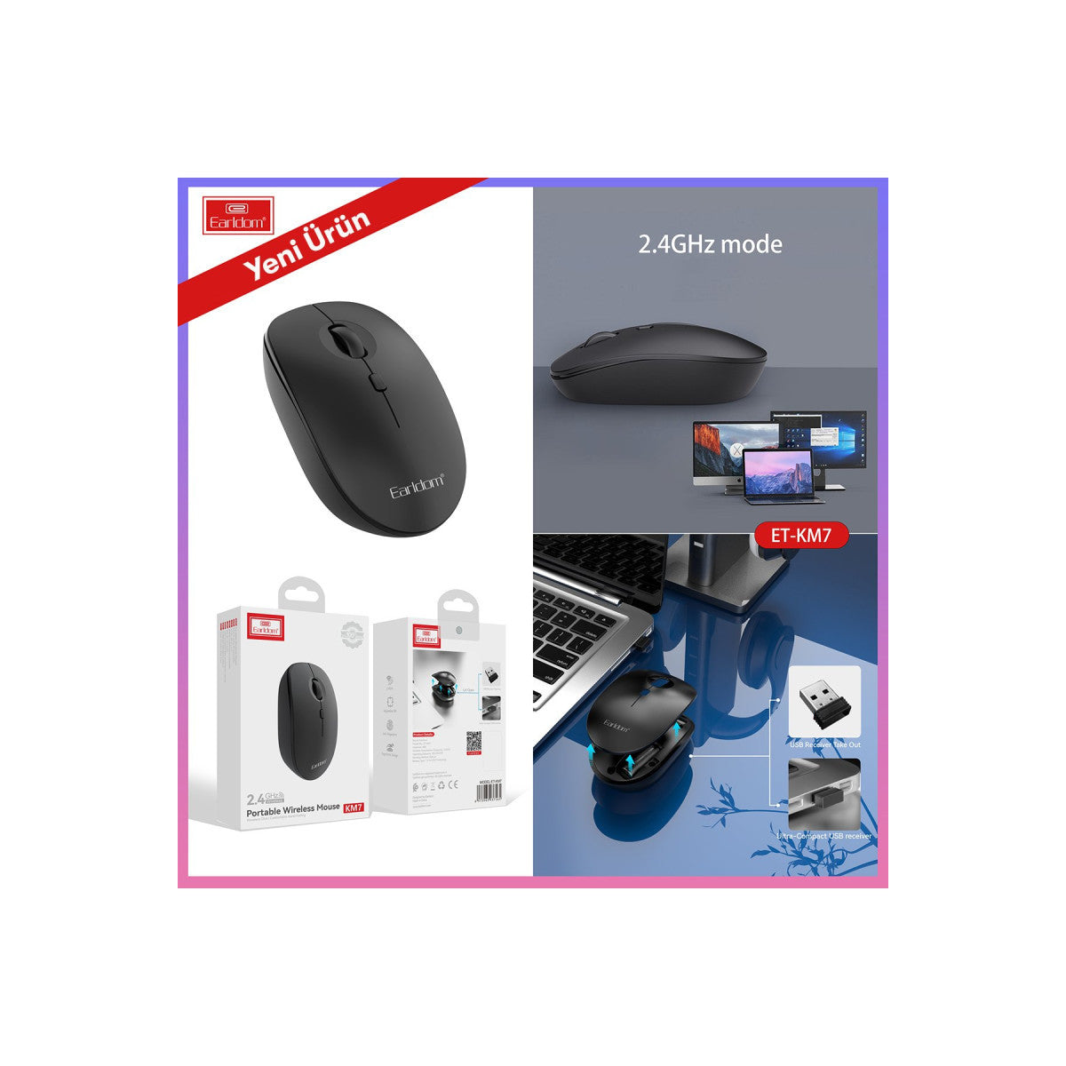 Earldom KM7 Sessiz Kablosuz Ofis Mouse