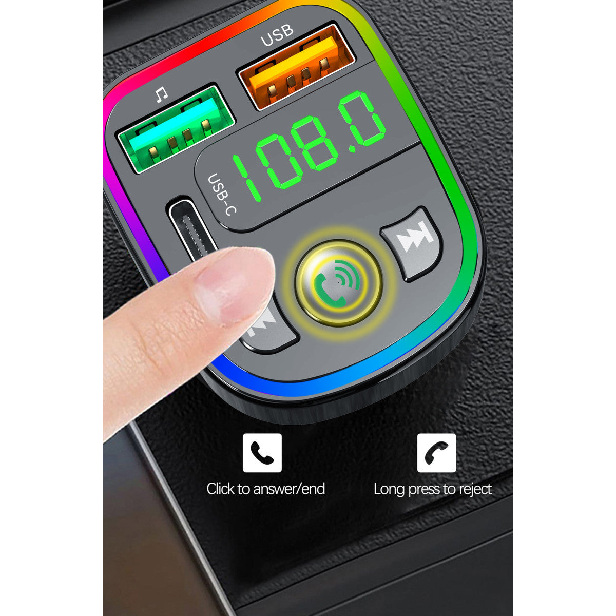Earldom M103 Bluetooth USB ve Type C Çıkışlı Hızlı Şarj Dijital FM Transmitter