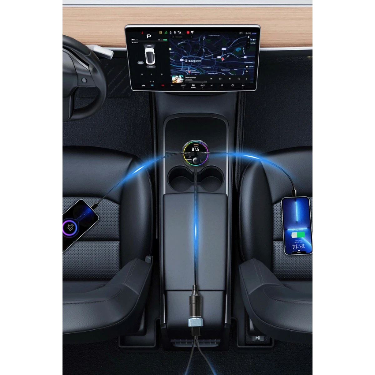 Earldom M113 Bluetooth USB Type-C ve Çakmaklık Çıkışlı Hızlı Araç Şarjı - Siyah