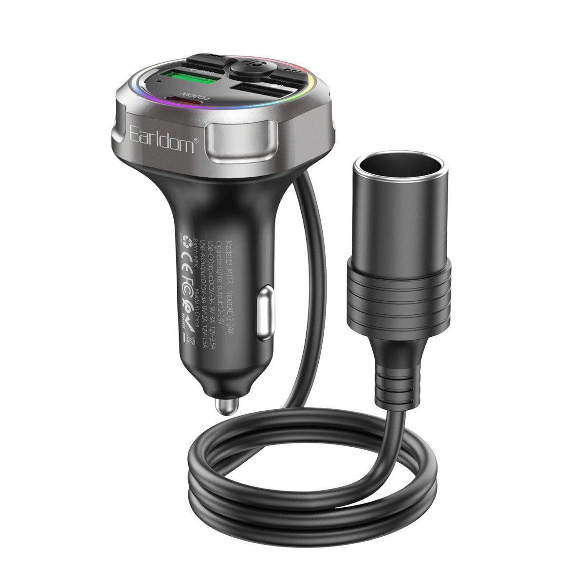 Earldom M113 Bluetooth USB Type-C ve Çakmaklık Çıkışlı Hızlı Araç Şarjı
