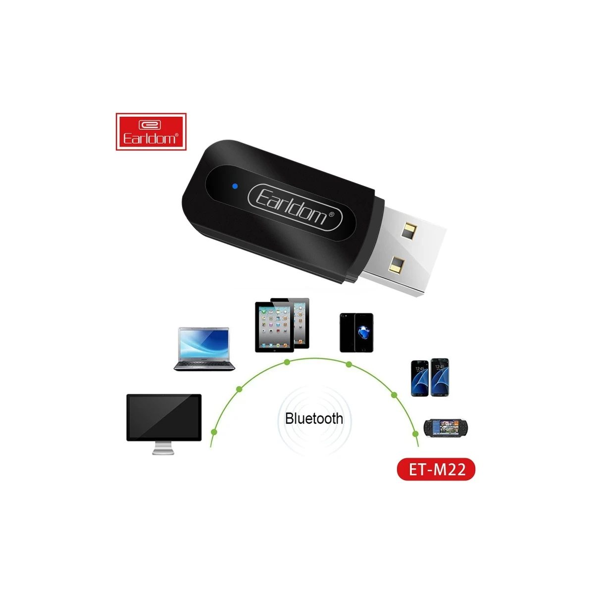 Earldom M22 Bluetooth 5.0 Usb Aux Dönüştürücü - Siyah