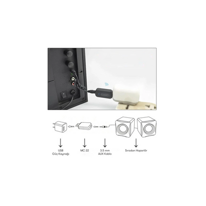 Earldom M22 Bluetooth 5.0 Usb Aux Dönüştürücü - Siyah