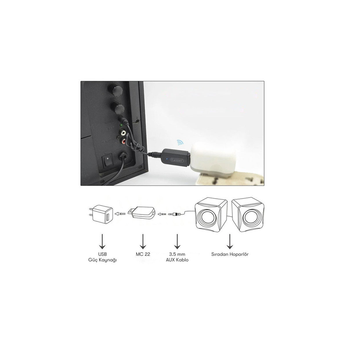 Earldom M22 Bluetooth 5.0 Usb Aux Dönüştürücü