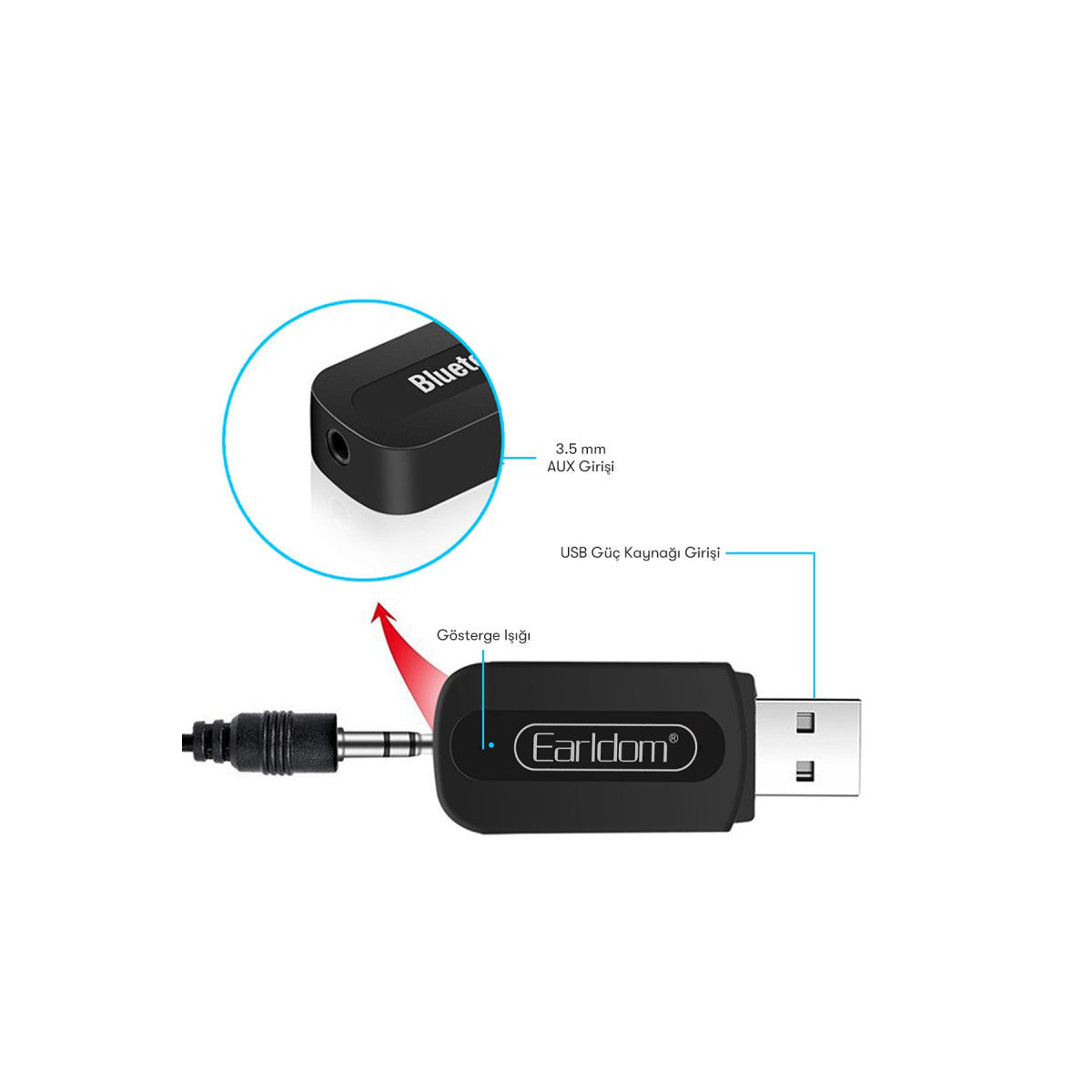 Earldom M22 Bluetooth 5.0 Usb Aux Dönüştürücü