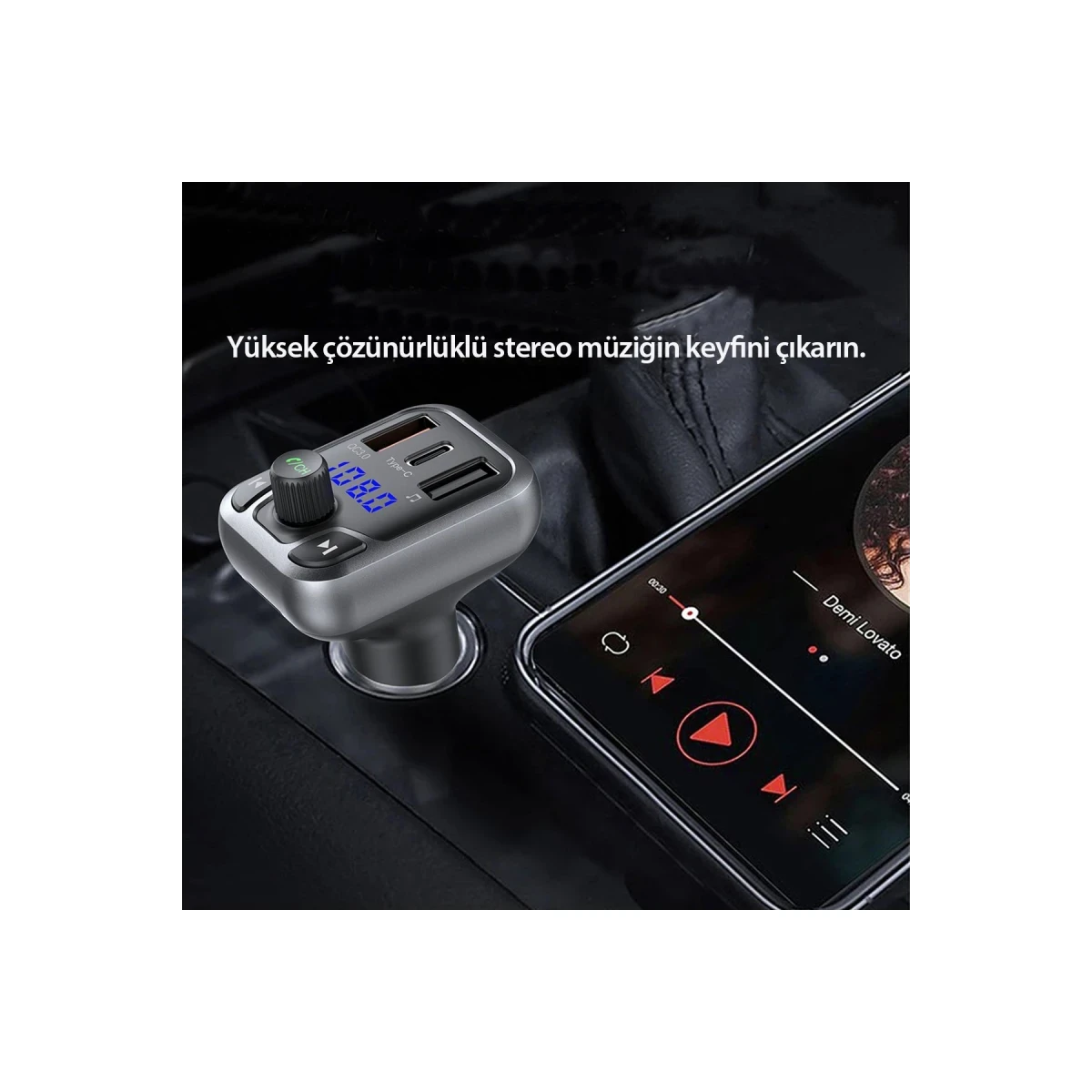 Earldom M63 Bluetooth USB 3.0 ve Type-C PD Hızlı Şarj FM Transmitter - Siyah
