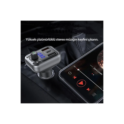 Earldom M63 Bluetooth USB 3.0 ve Type-C PD Hızlı Şarj FM Transmitter - Siyah