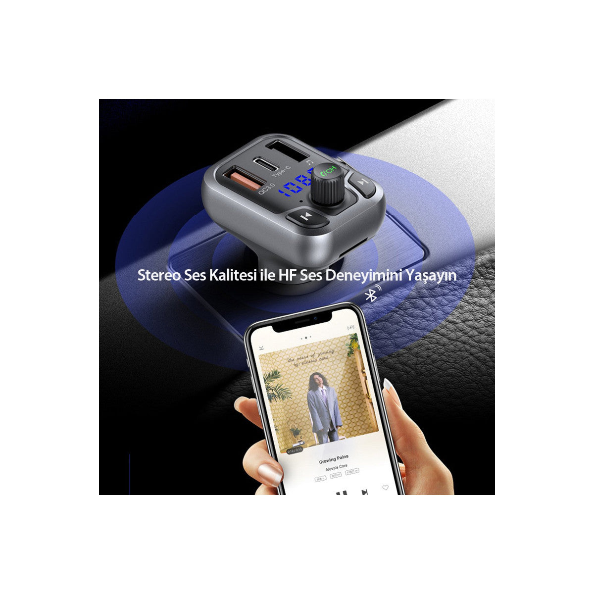 Earldom M63 Bluetooth USB 3.0 ve Type-C PD Hızlı Şarj FM Transmitter