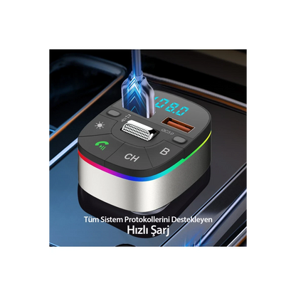 Earldom M74 Bluetooth USB 3.0 Dijital Ekranlı FM Transmitter - Siyah