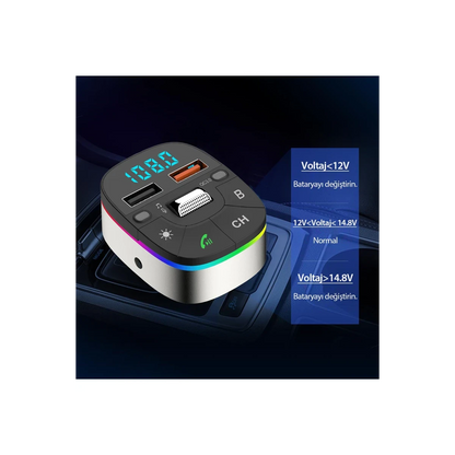 Earldom M74 Bluetooth USB 3.0 Dijital Ekranlı FM Transmitter - Siyah