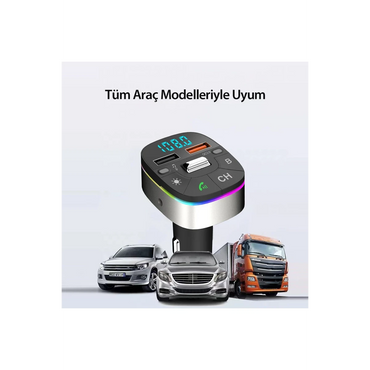 Earldom M74 Bluetooth USB 3.0 Dijital Ekranlı FM Transmitter - Siyah